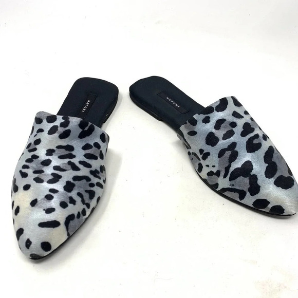 Natori Adore Satin Leopard Print Mules Black Gray Size US 7 - Picture 4 of 12